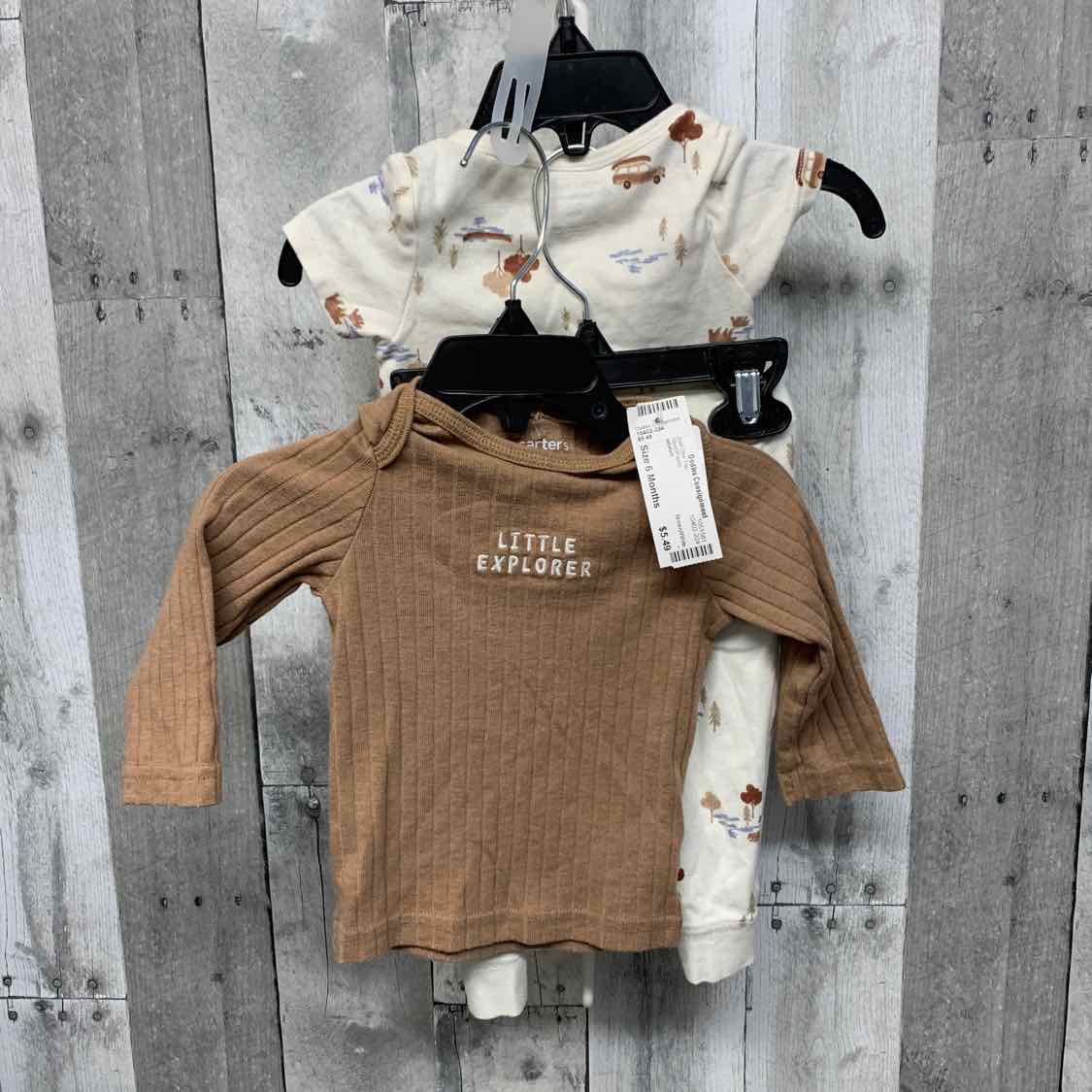 Size 6 Months Brown/White Just One You Shirt/Pants