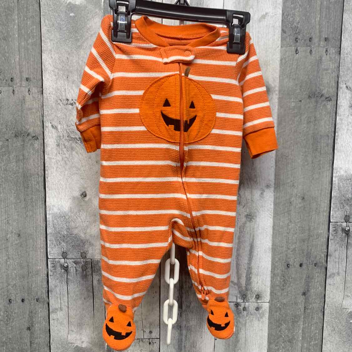 Size 3 Months Orange/White Just One You Footy PJs