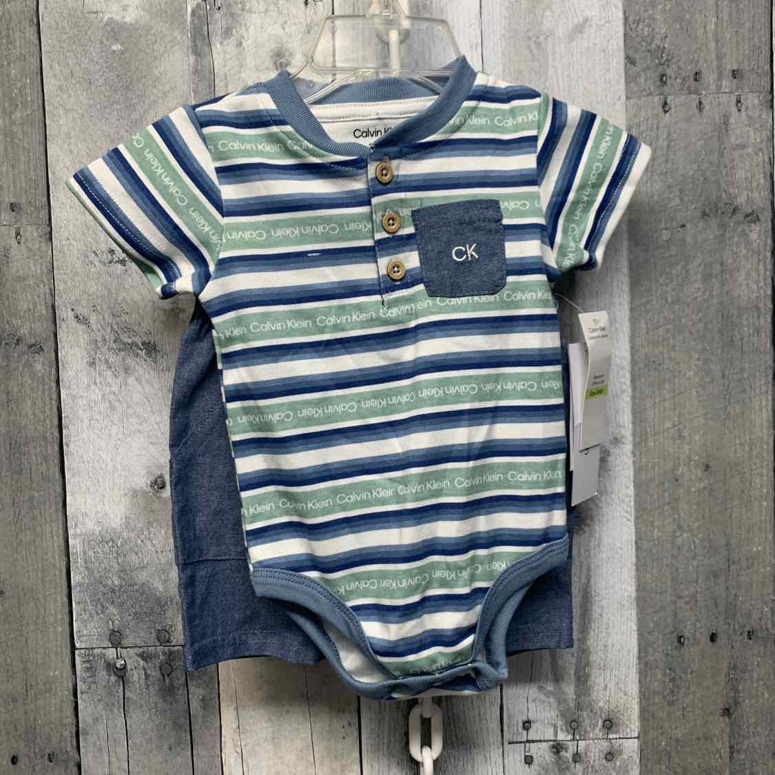 Size 3-6 Months Green/Blue Calvin Klein Shirt/Shorts