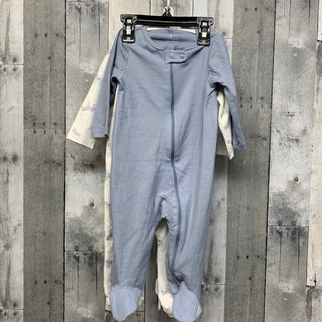 Size 9 Months White/Blue Just One You Footy PJs