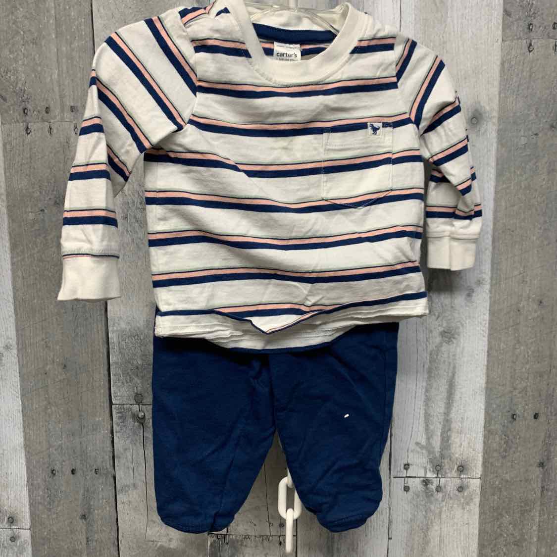 Size 9 Months White/Navy Just One You Shirt/Pants
