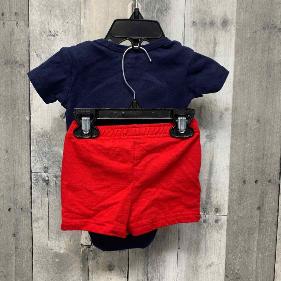 Size 9 Months Navy/Red Champion Shirt/Shorts - OodlesCB