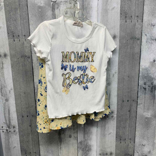 Size 6 White/Yellow B Brand Shirt/Skirt