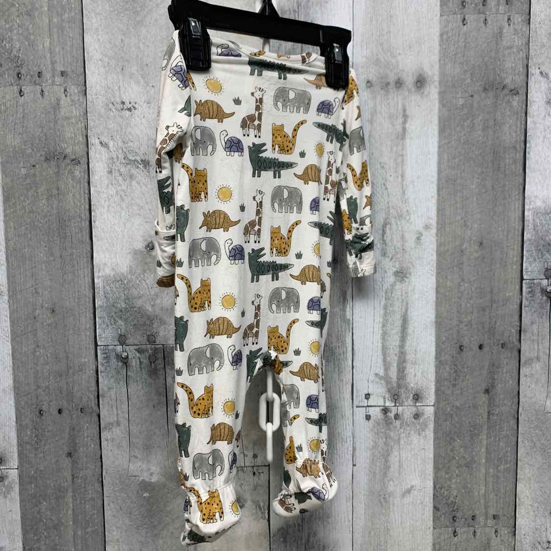 Size 0-3 Months White Print Bamboo Footy PJs