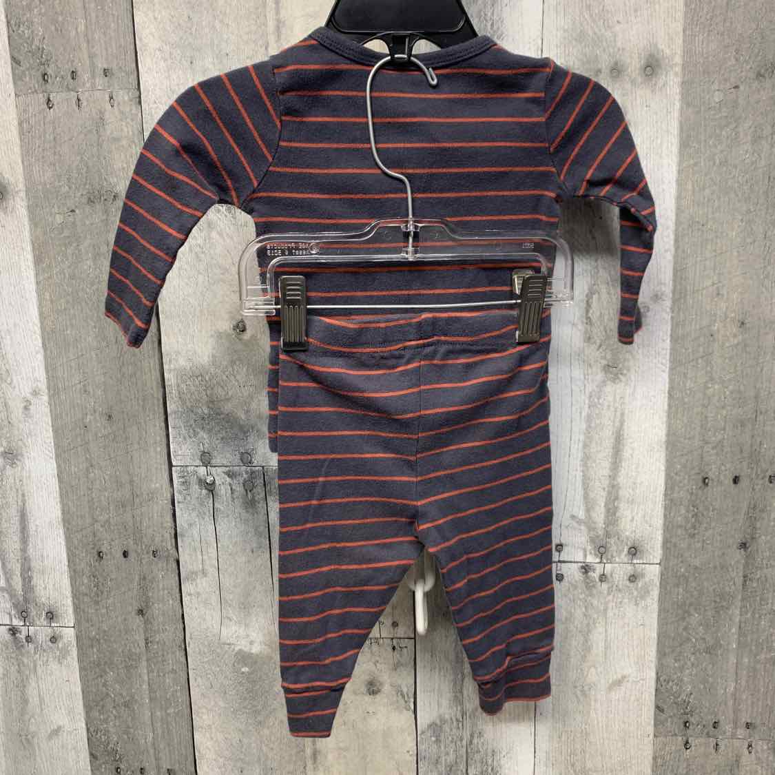 Size 6 Months Gray Striped Just One You Shirt/Pants