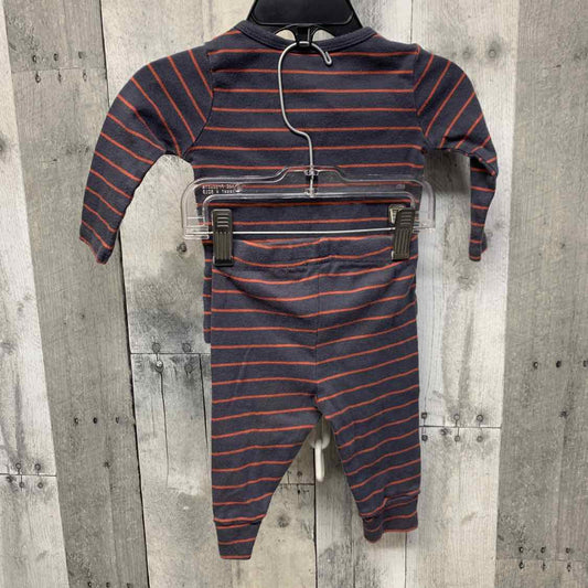 Size 6 Months Gray Striped Just One You Shirt/Pants