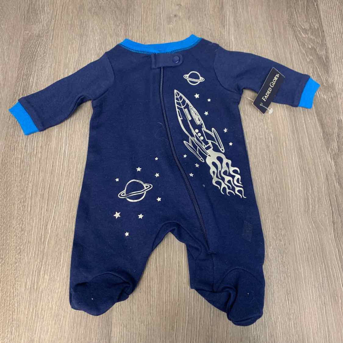 Size Preemie Navy/Silver Faded Glory Footy PJs
