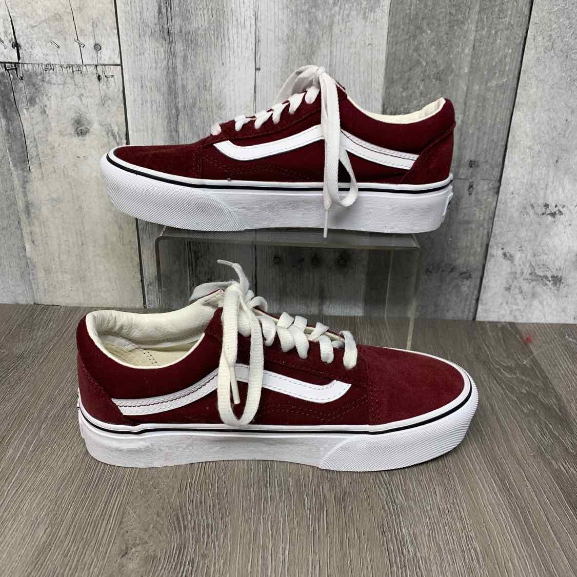 Size 7 Burgundy Vans Sneakers