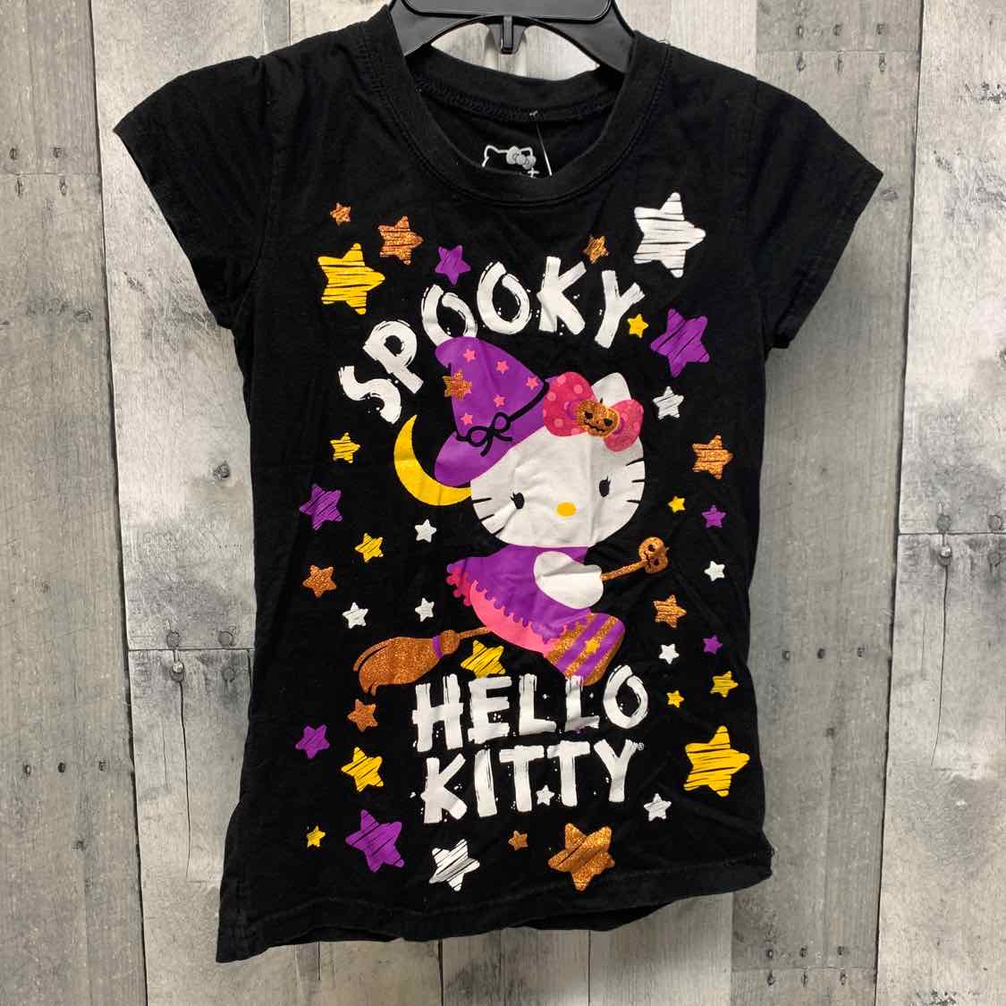 Size 7/8 Black Graphic Hello Kitty T Shirt