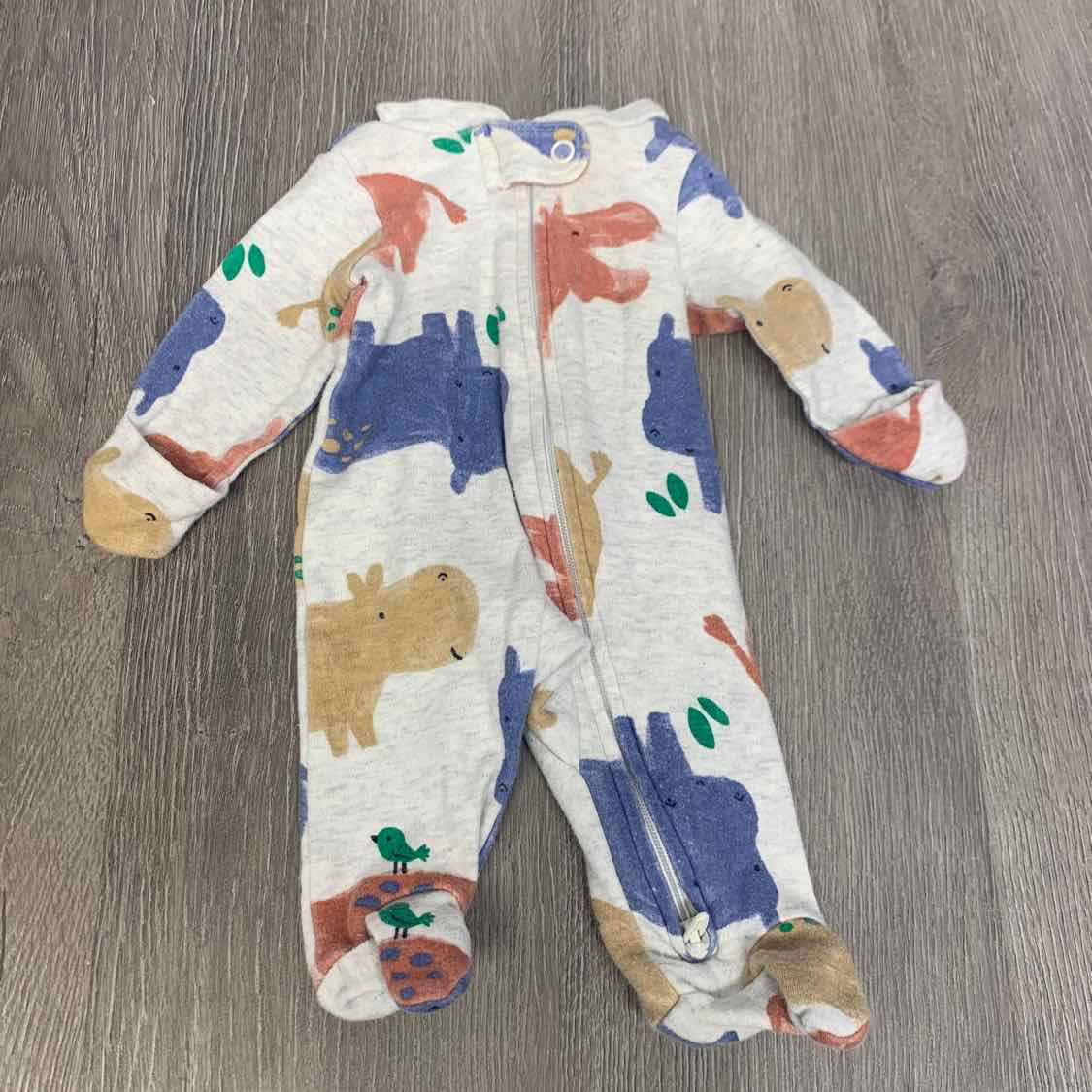 Size Preemie Tan/Blue Carter's Footy PJs