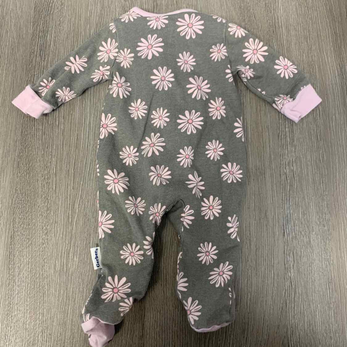 Size Preemie Gray/Pink Gerber Footy PJs