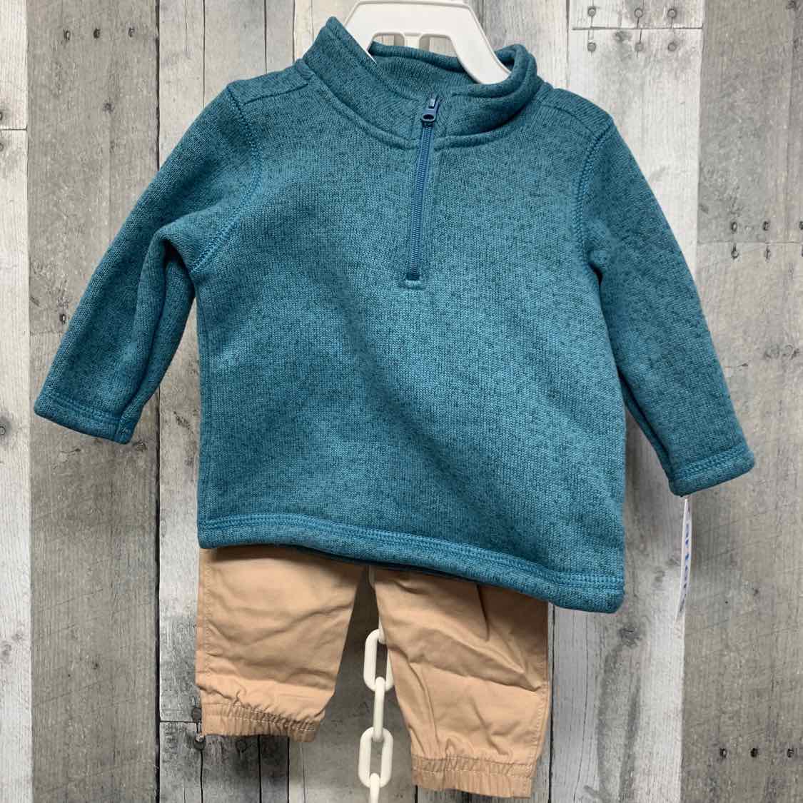 Size 6 Months Tan/Teal Carter's Shirt/Pants