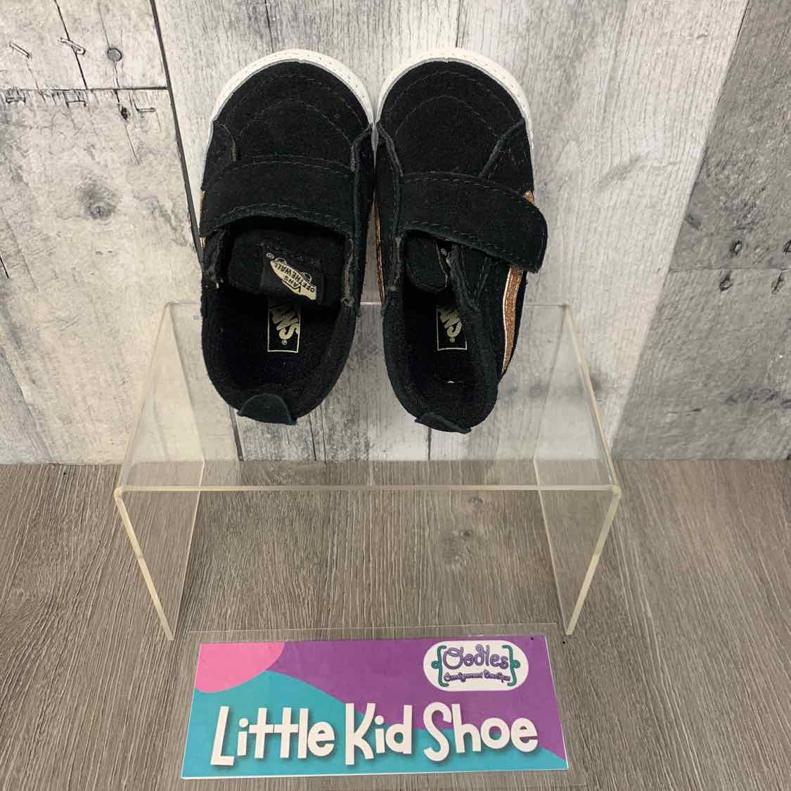 Size 3 Black/Gold Vans Soft Sole Shoes