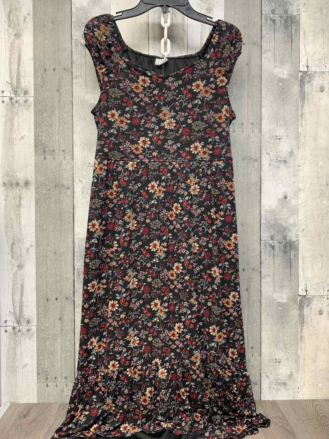 Size 15/16 Black Floral Print Abercrombie Dress