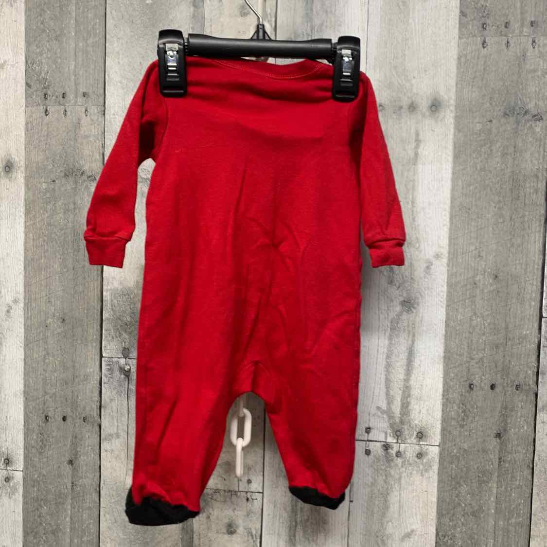 Size 0-3 Months Red Graphic Holiday Brands Footy PJs