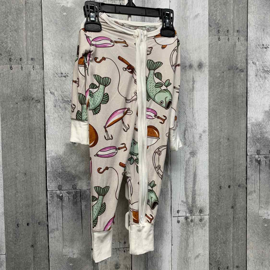 Size 0-3 Months Tan Print Bamboo Footy PJs