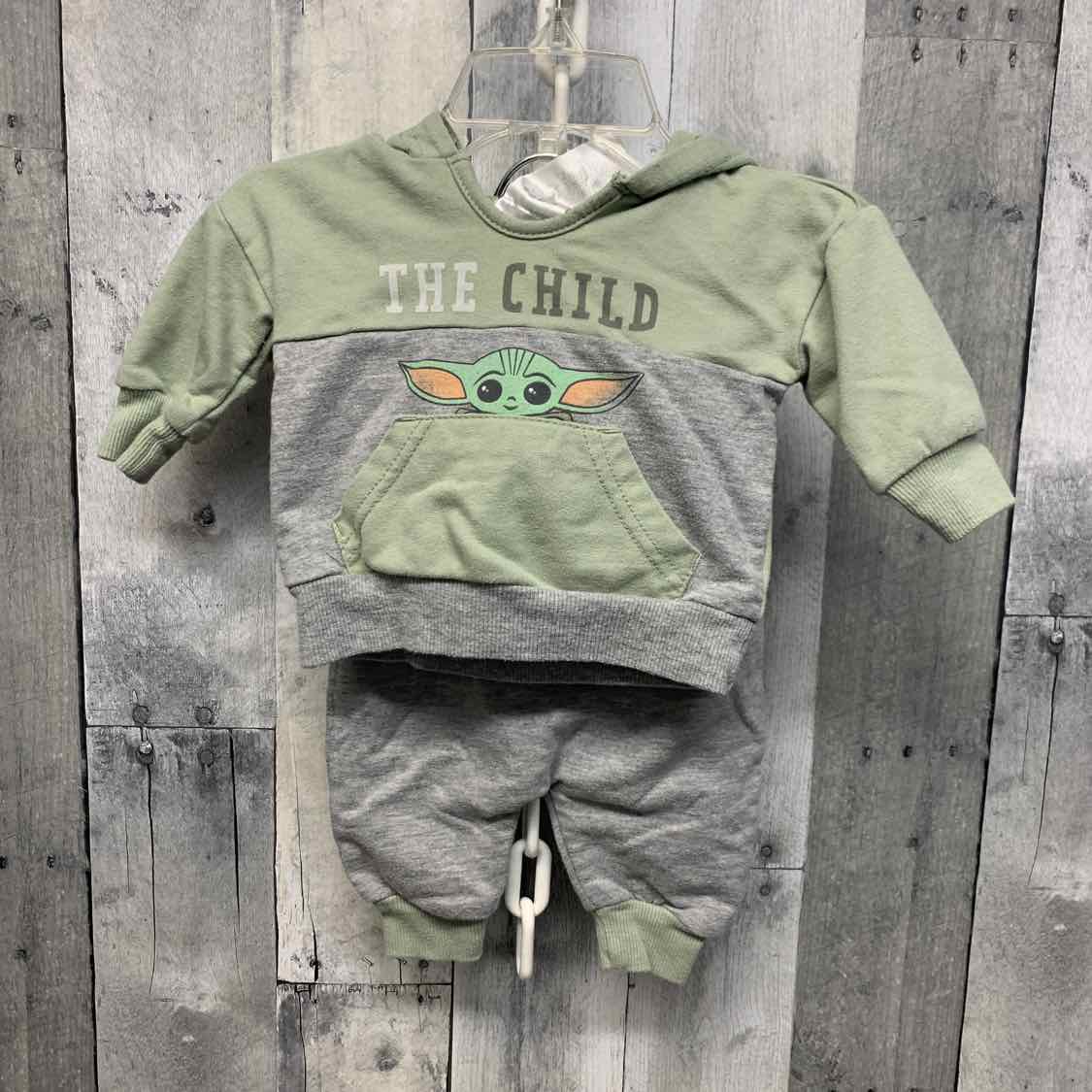 Size 0-3 Months Green/Gray Disney Sweats - 2pc
