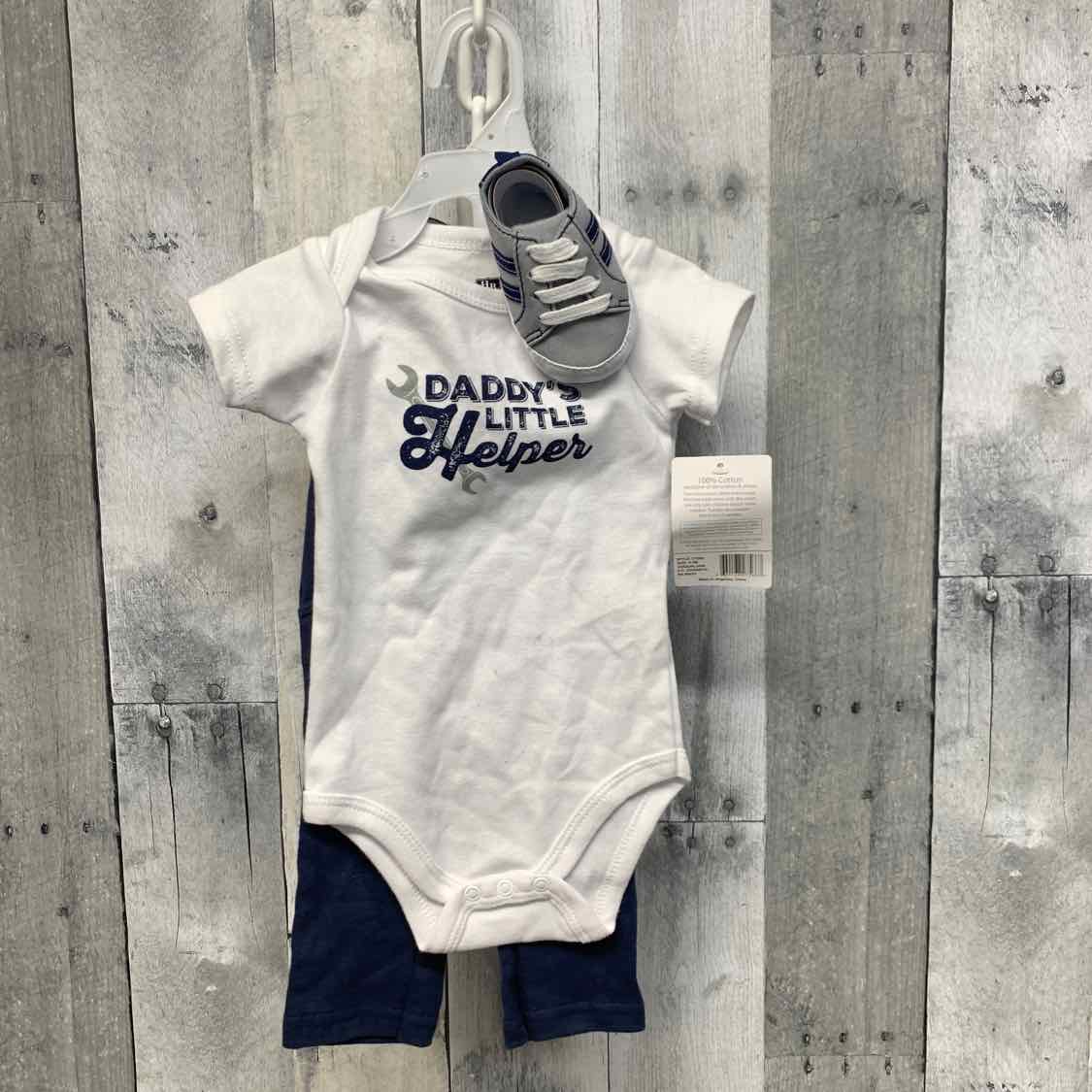 Size 0-3 Months White/Navy B Brand Shirt/Pants