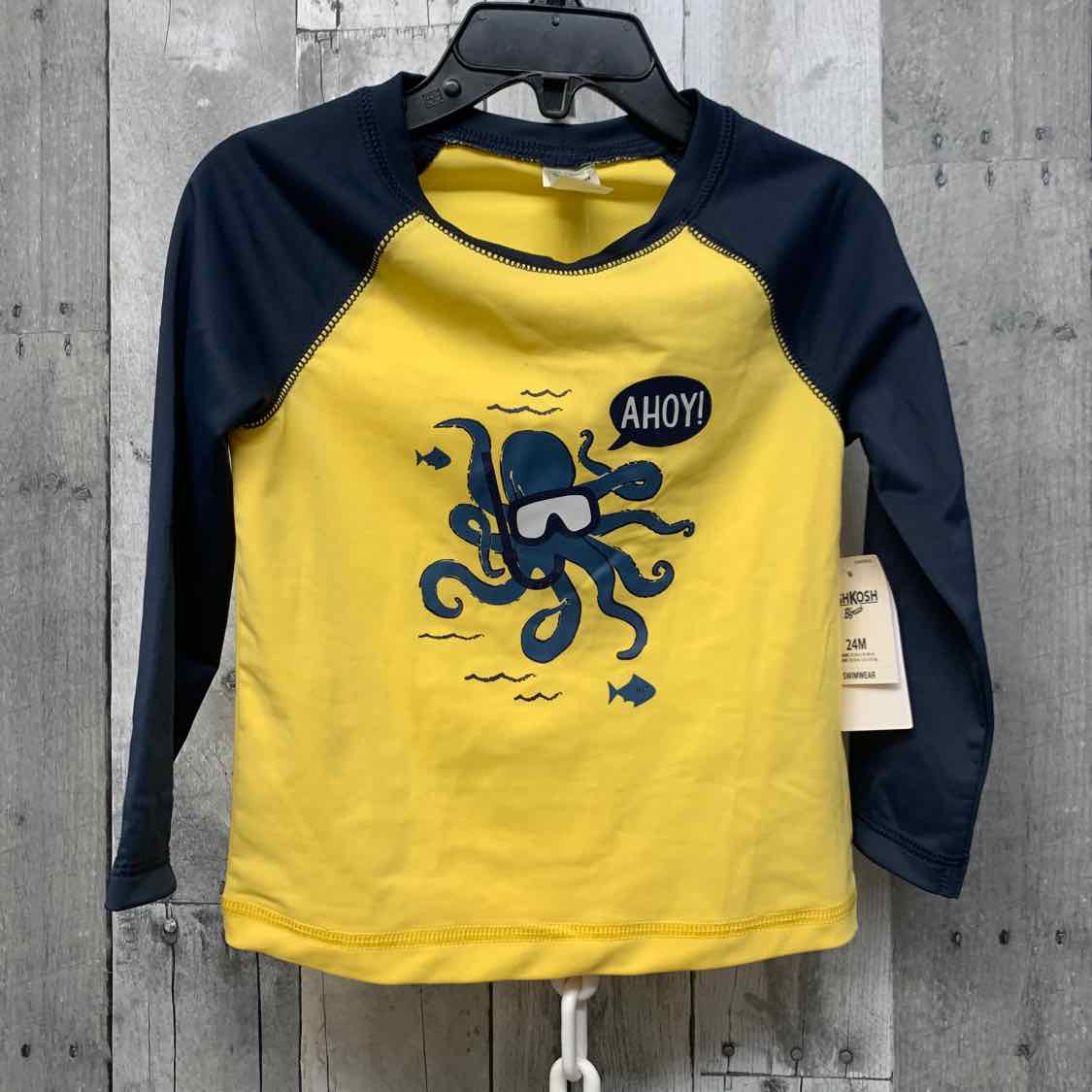 Size 24 Months Yellow/Navy Osh Kosh Swim Top