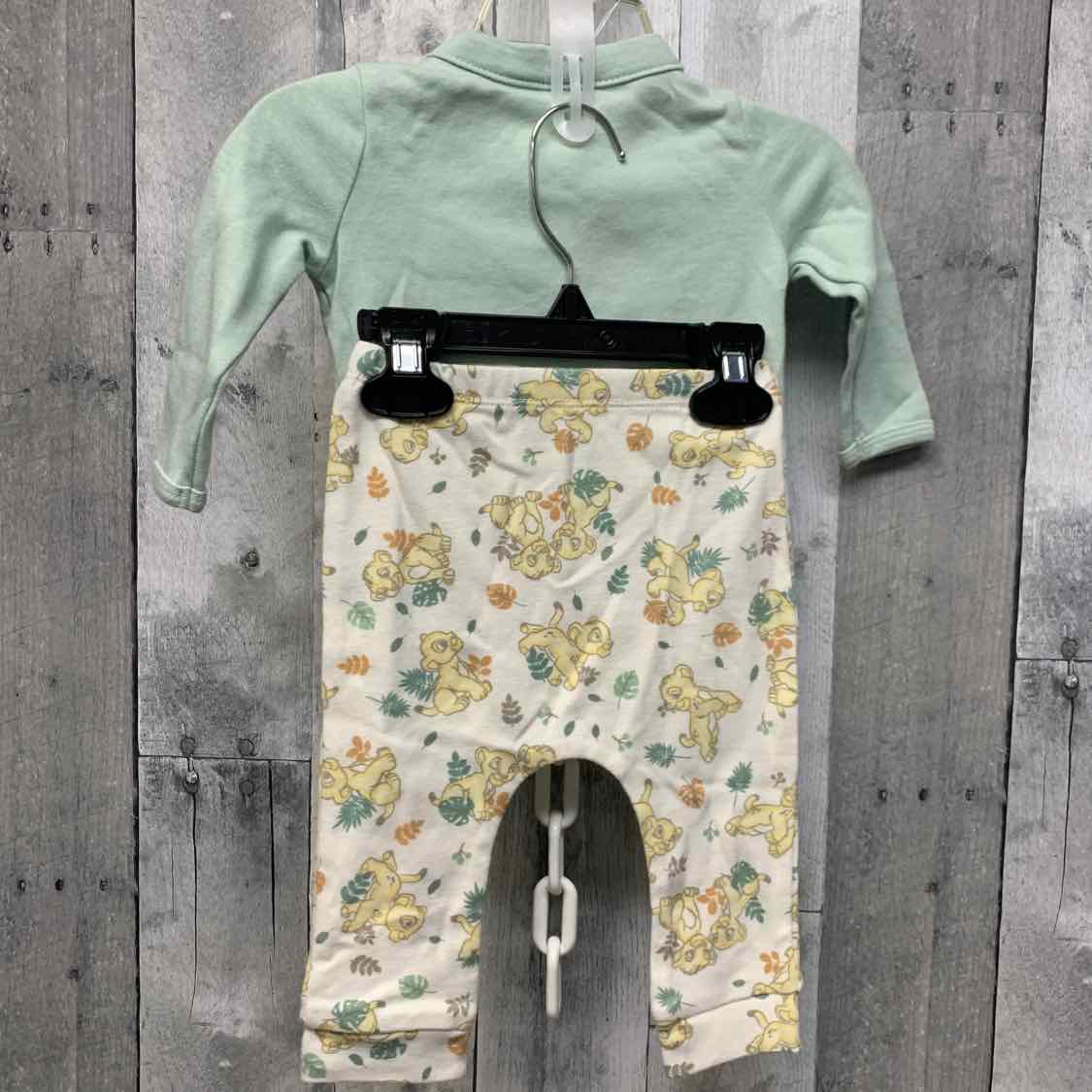 Size 3-6 Months Green/White Disney Shirt/Pants