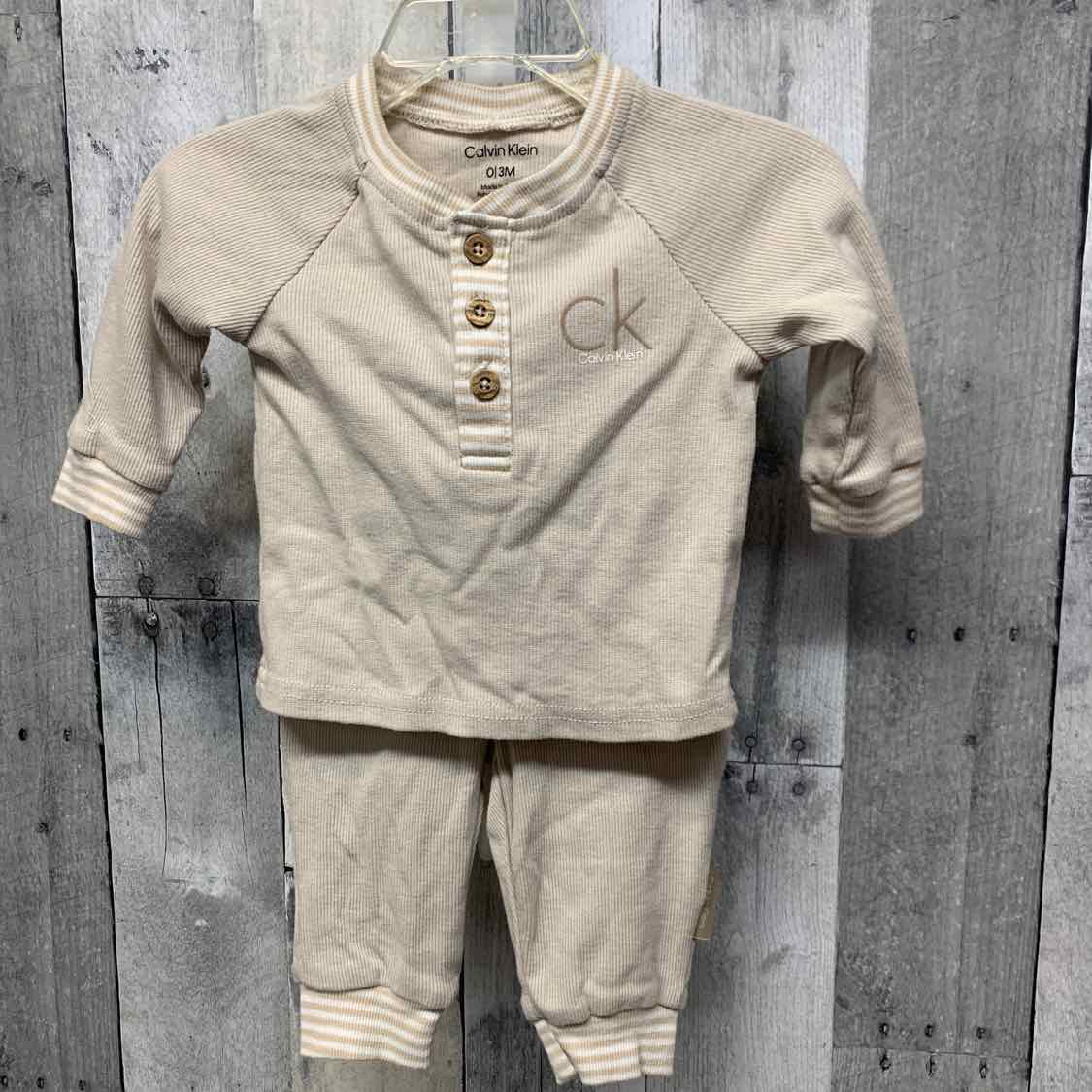 Size 0-3 Months Tan Calvin Klein Shirt/Pants