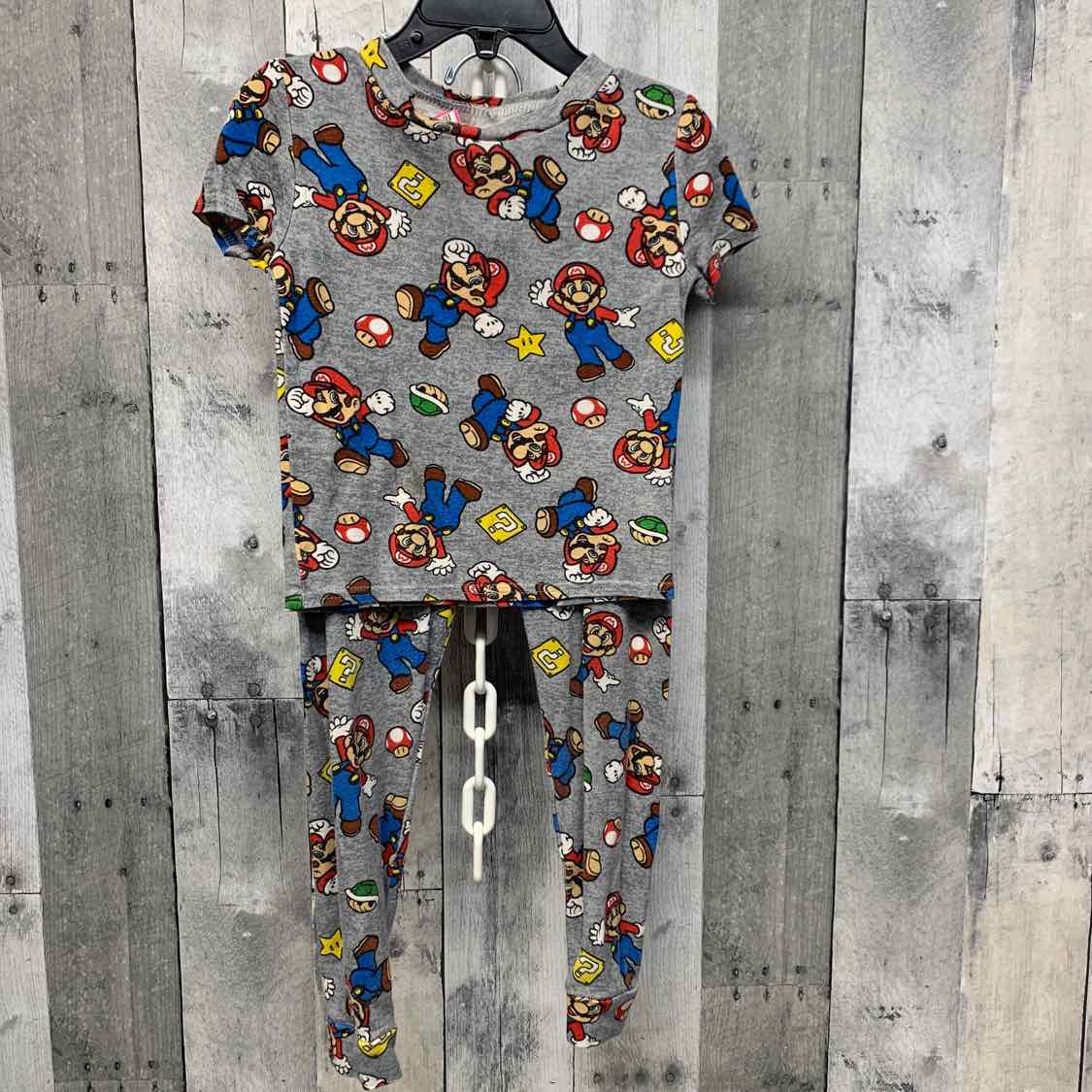 Size 4 Gray Print Super Mario 2pc PJs