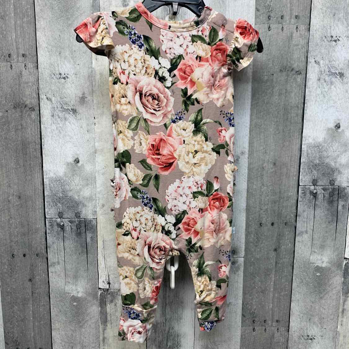 Size 6-9 Months Gray/Pink Posh Peanut Romper