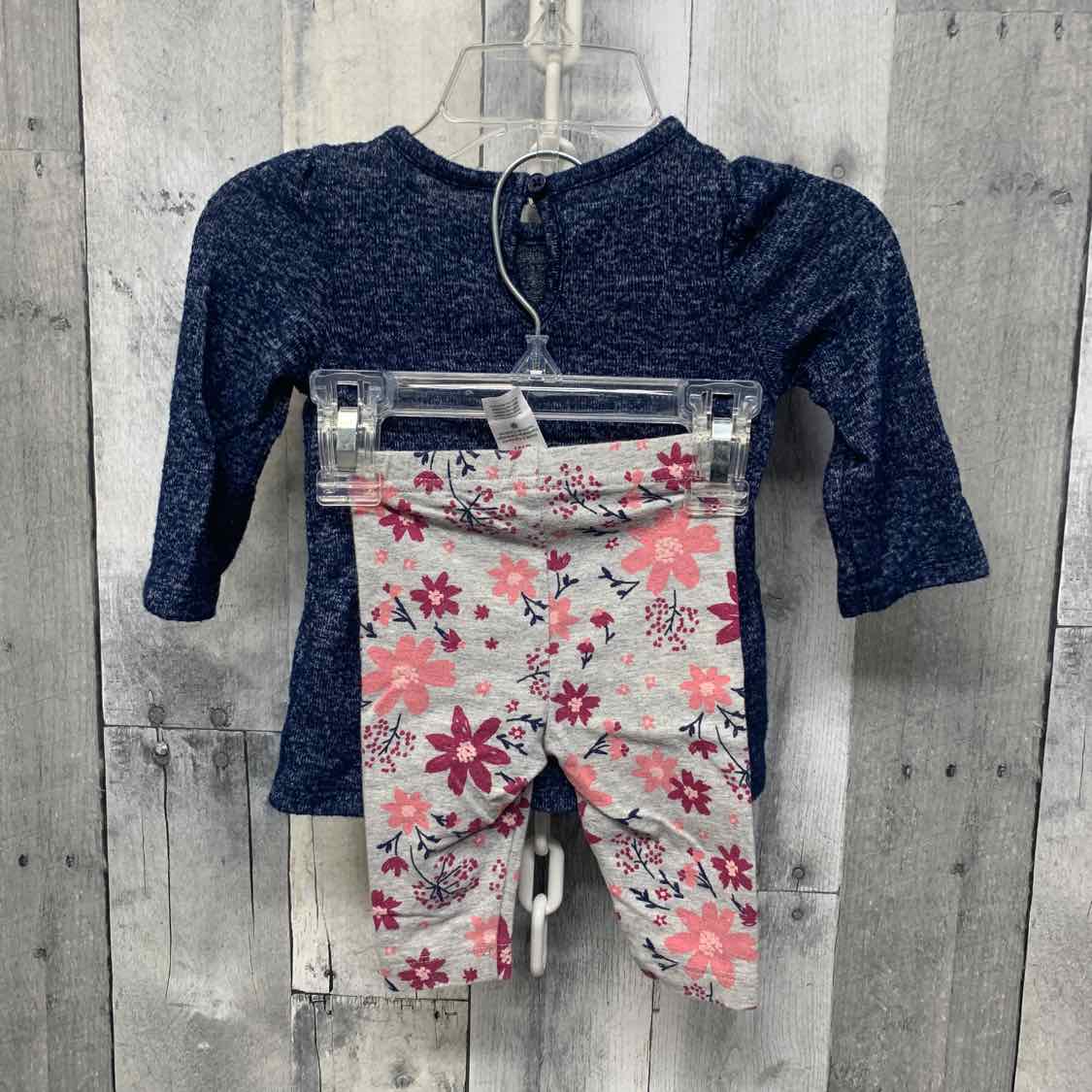 Size 3 Months Navy Floral Just One You Shirt/Leggings
