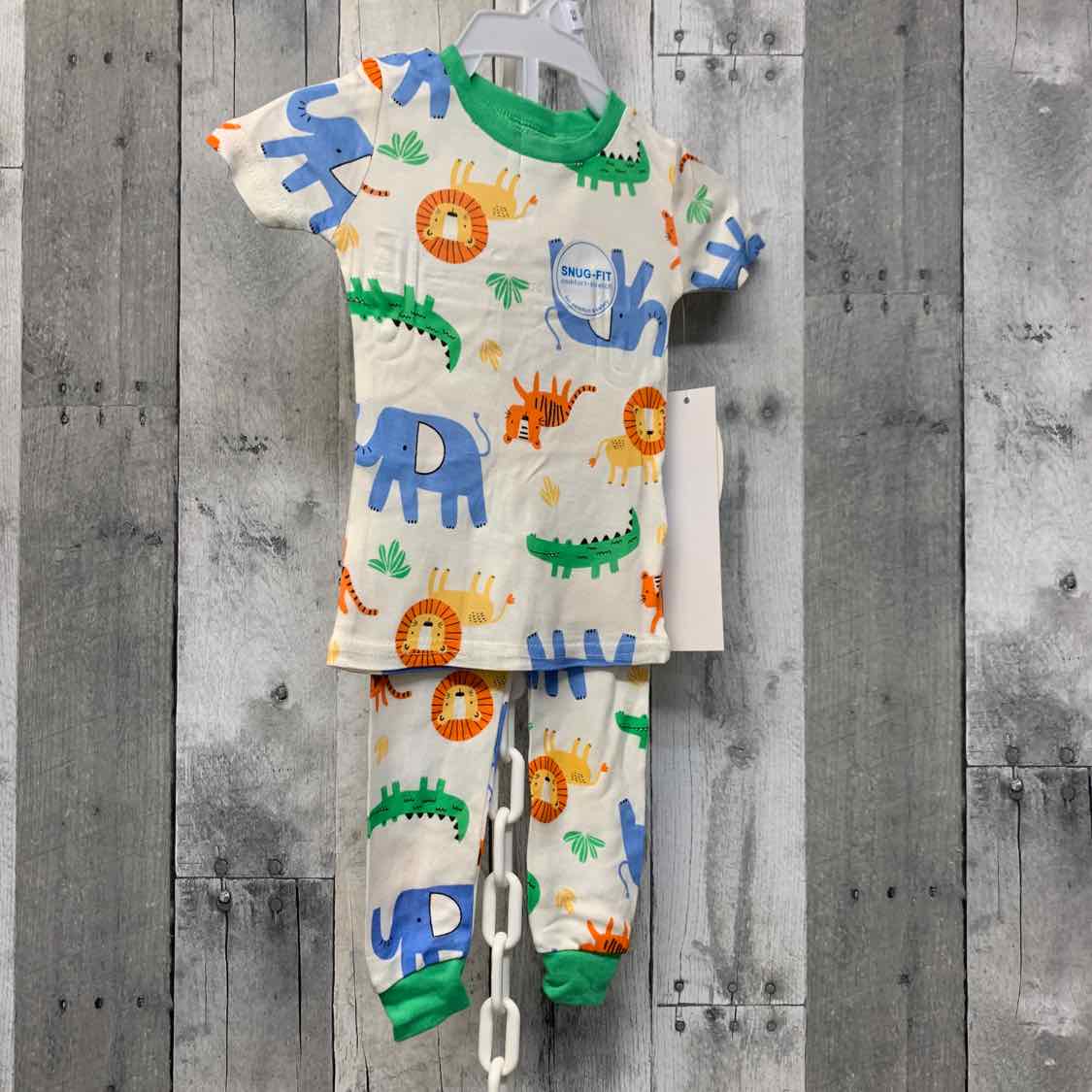 Size 12 Months White/Green Bon Bebe 2pc PJs - OodlesCB