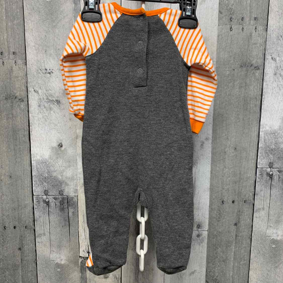 Size 3 Months Orange/Gray Baby Essentials Footy PJs