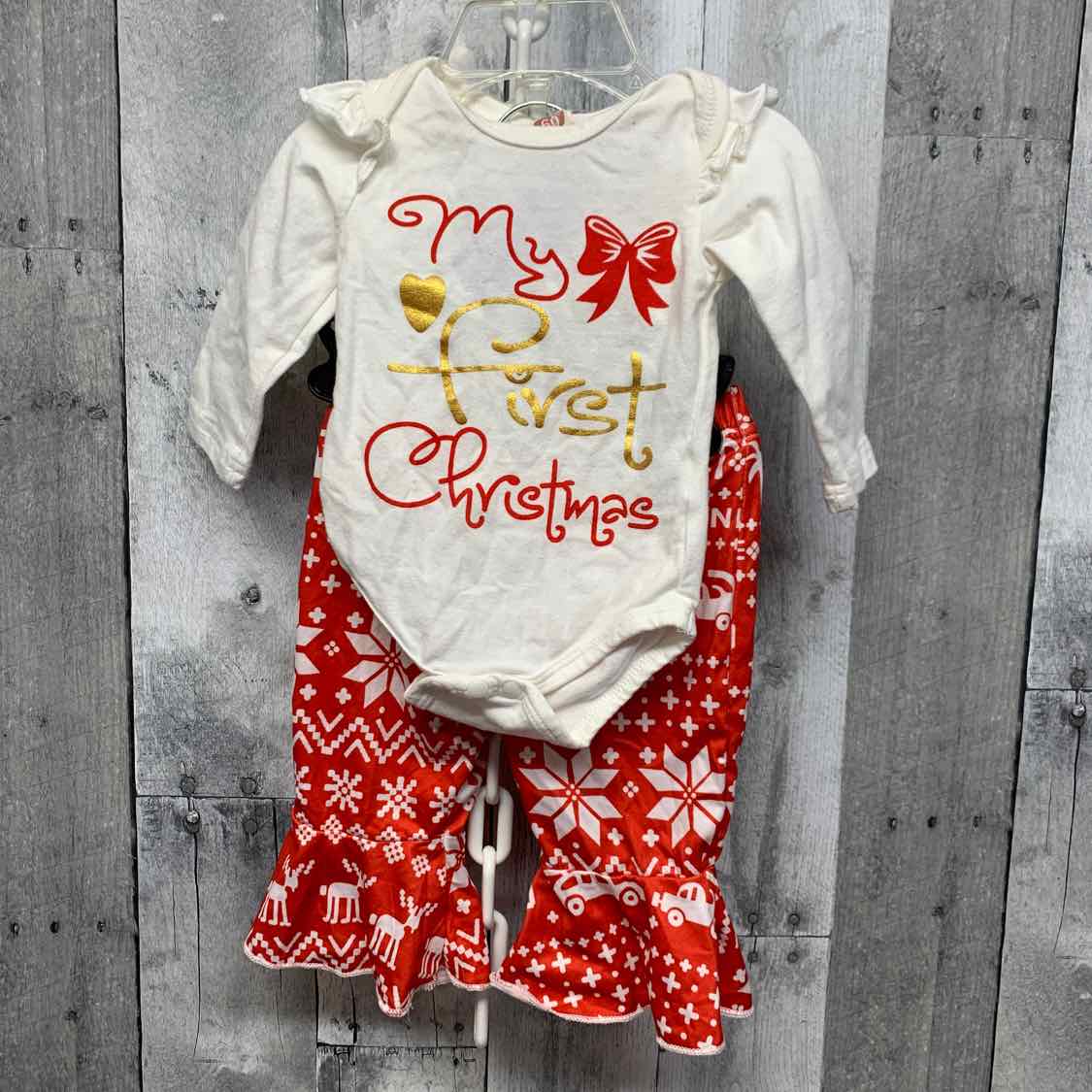 Size 3 Months White/Red Boutique Brand Shirt/Pants