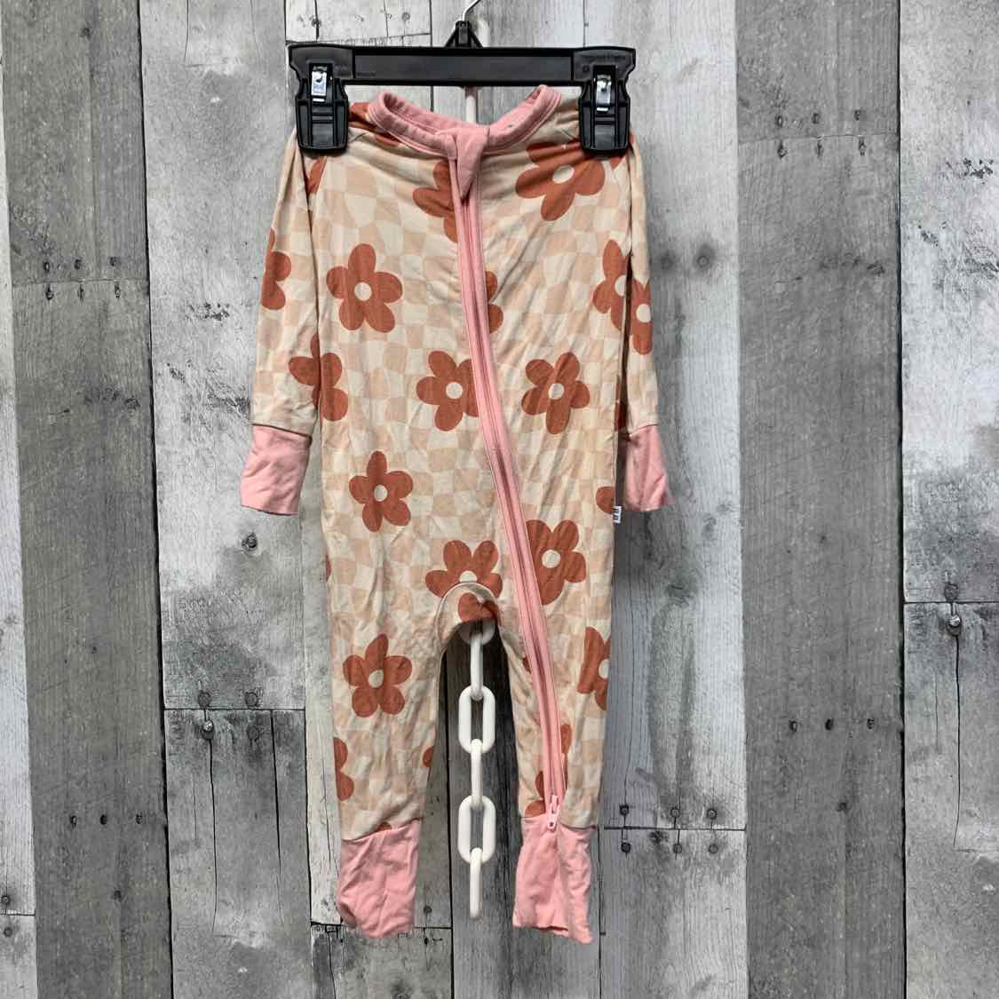 Size 0-3 Months Pink Floral Print Boutique Brand Footy PJs