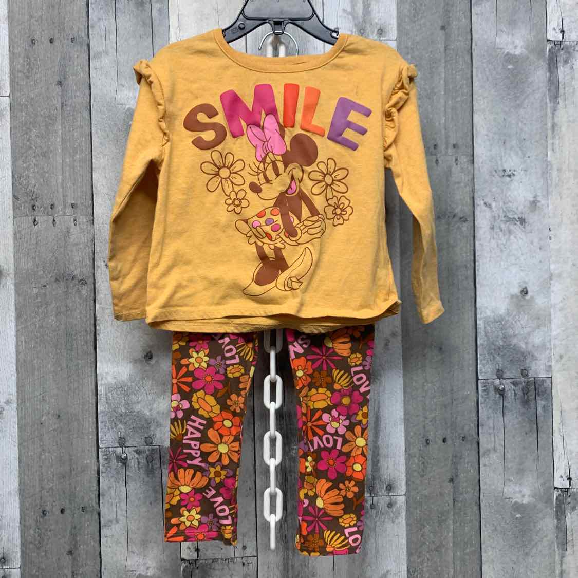 Size 3T Yellow/Brown Disney Shirt/Leggings