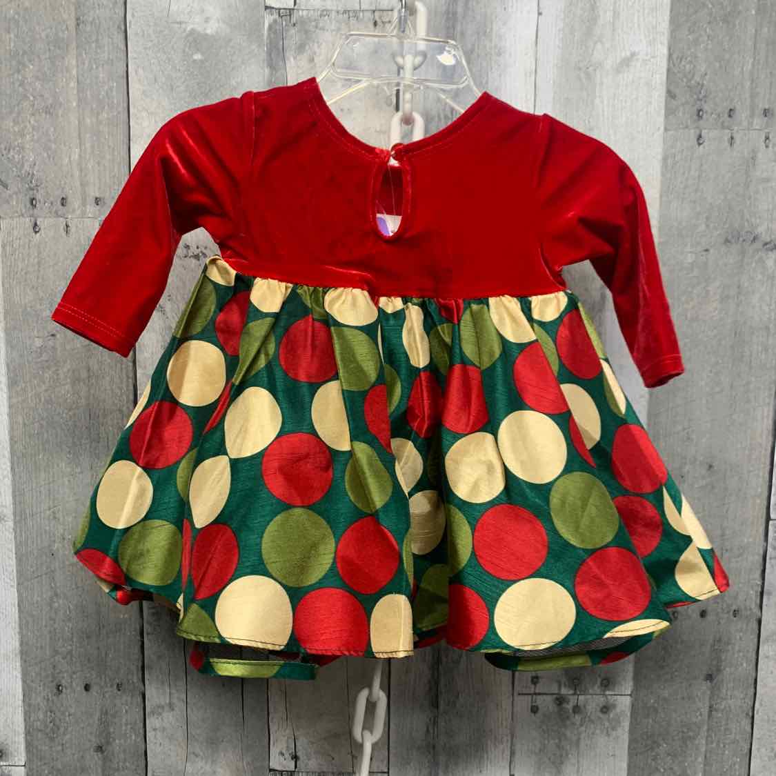Size 0-3 Months Red/Green Bonnie Jean/Baby Dress - Party
