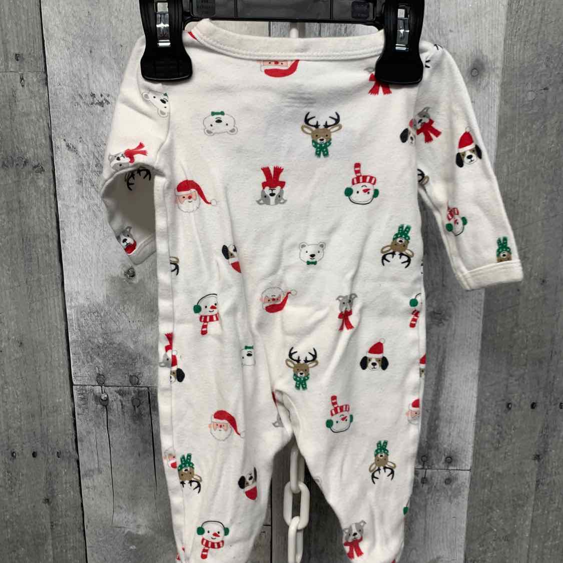 Size 3 Months White Graphic Carter's Footy PJs