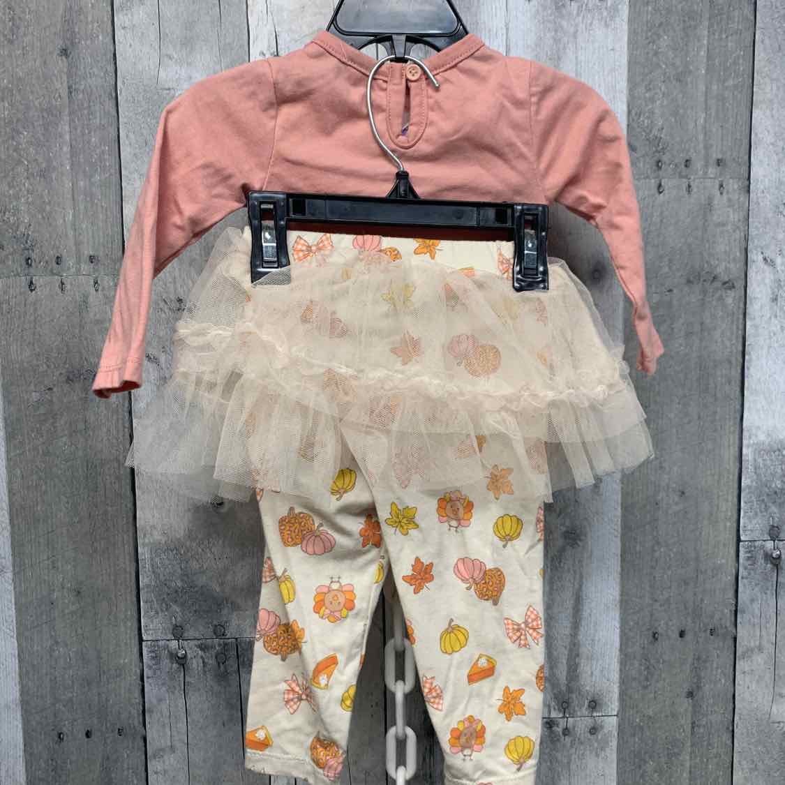 Size 6-9 Months Pink/White Chick Pea Shirt/Leggings