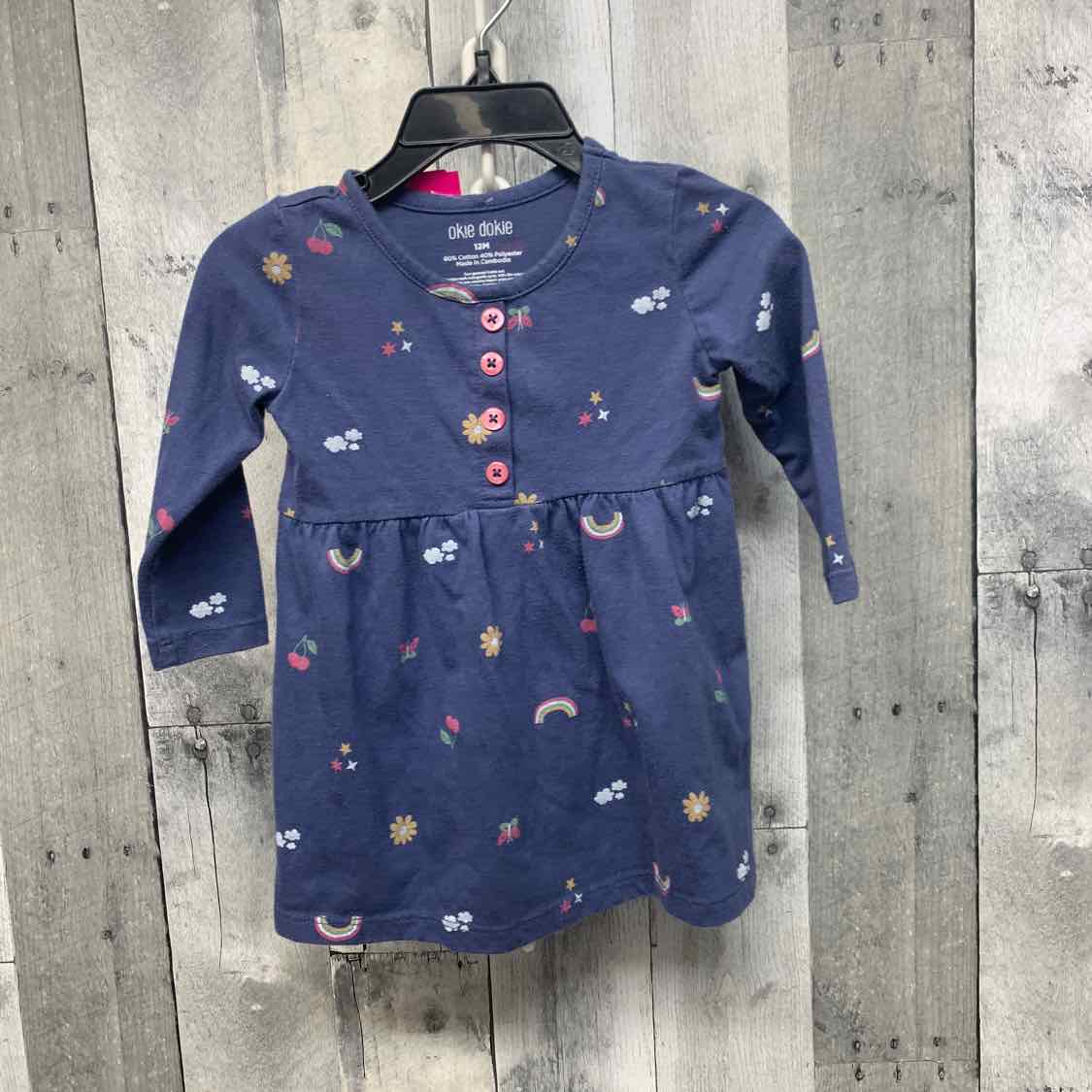 Size 12 Months Navy Print Okie Dokie Dress