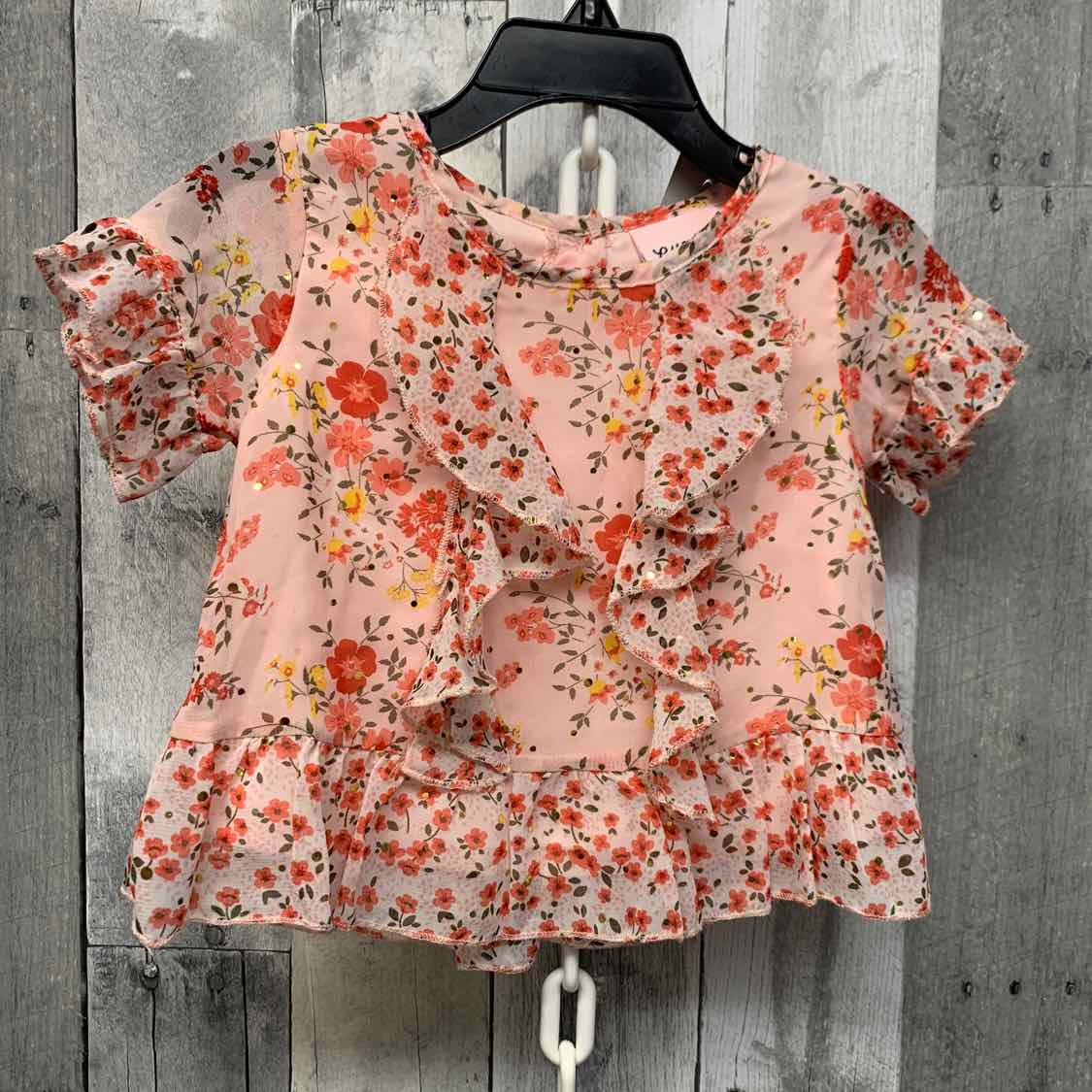 Size 18 Months Pink Floral Print Little Lass T Shirt