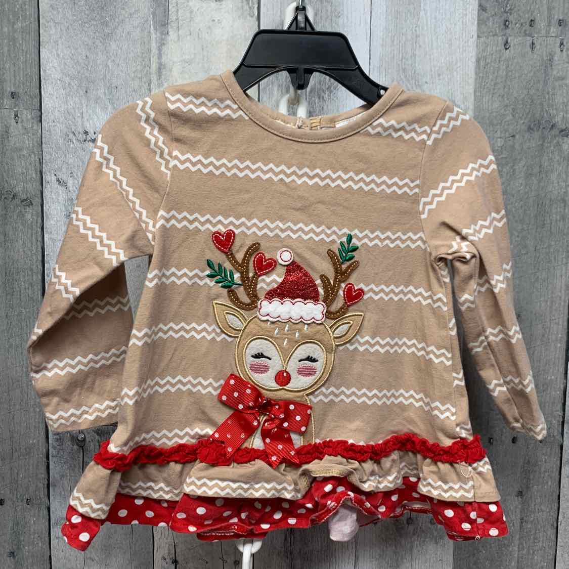 Size 18 Months Tan/Red Rare Editions Long Sleeve Shirt