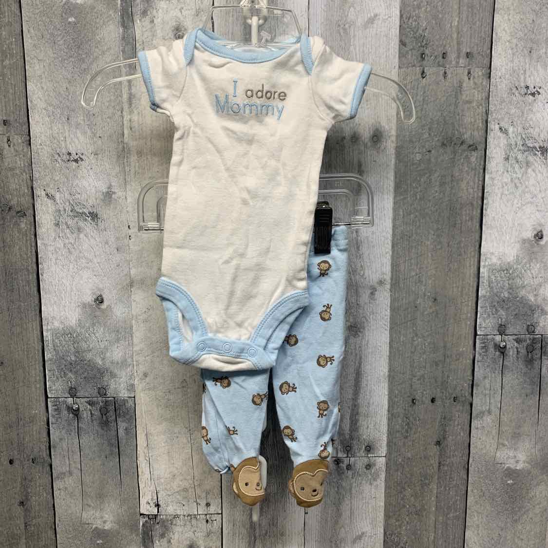 Size Newborn White/Blue Just One You Shirt/Pants