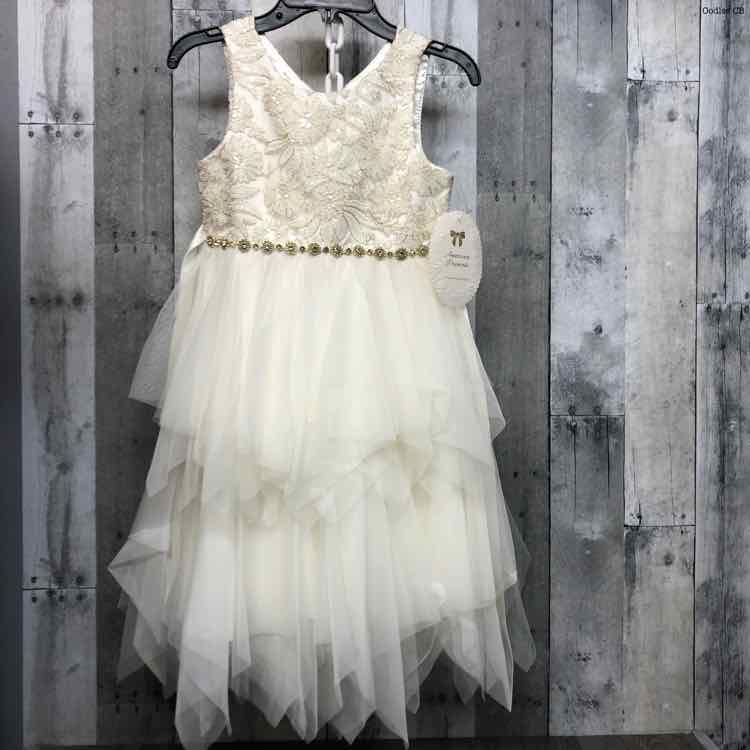 Size 7 White/Gold American Princess Dress