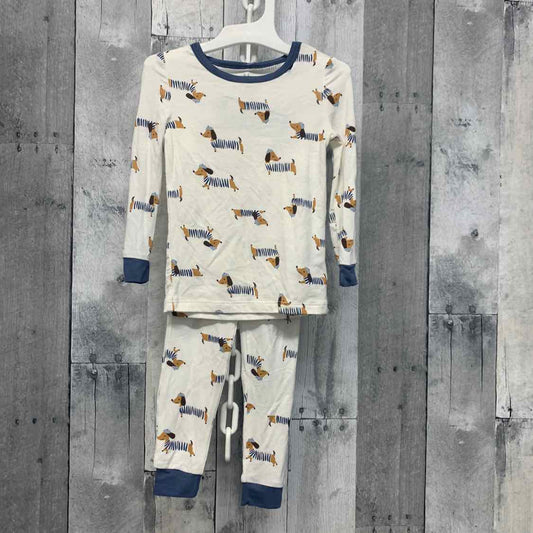Size 12 Months White/Blue Bamboo 2pc PJs