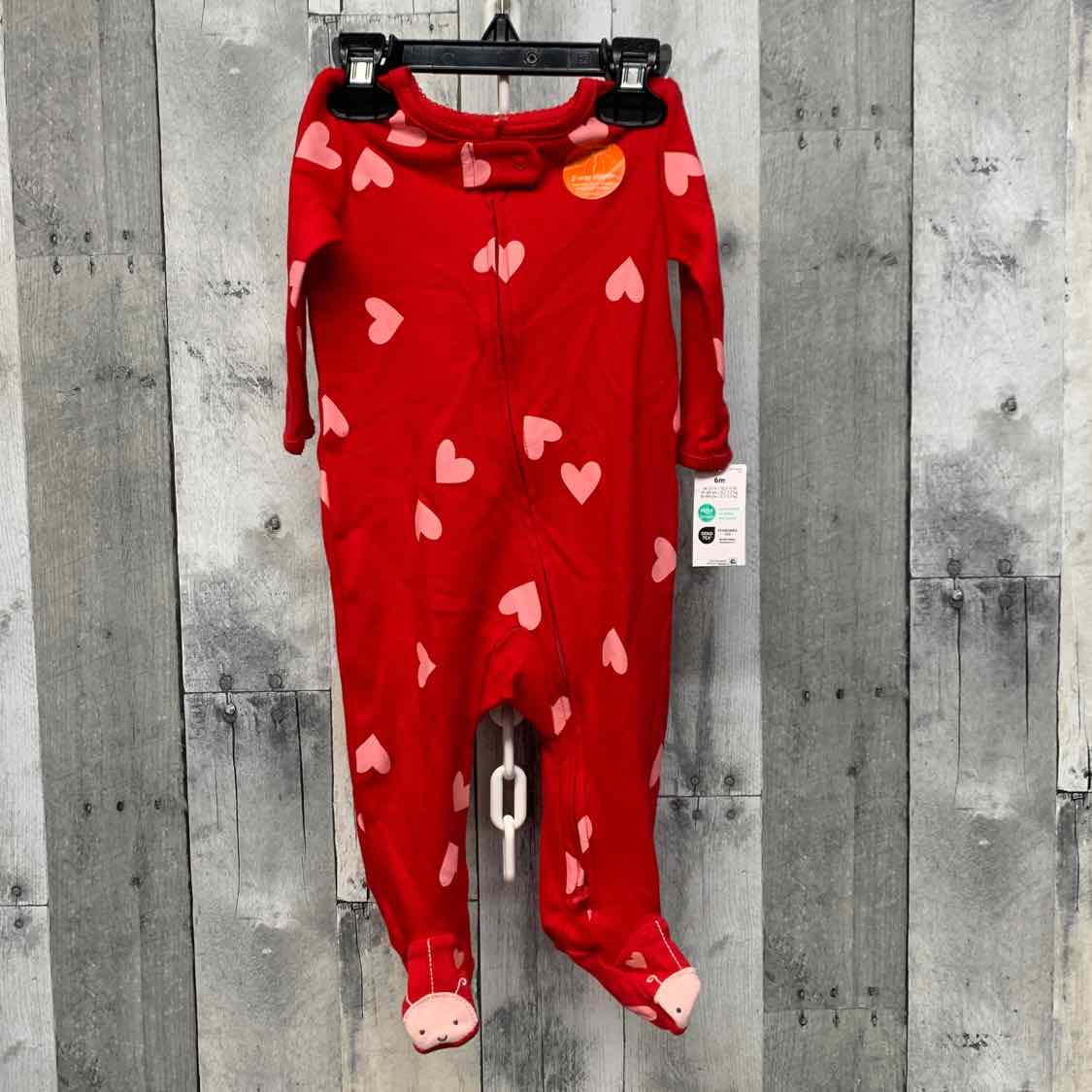 Size 6 Months Red Print Just One You Footy PJs