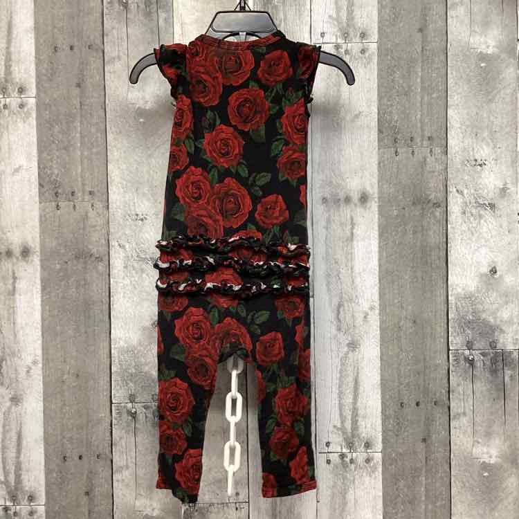 Size 9-12 Months Red/Black Bamboo Romper