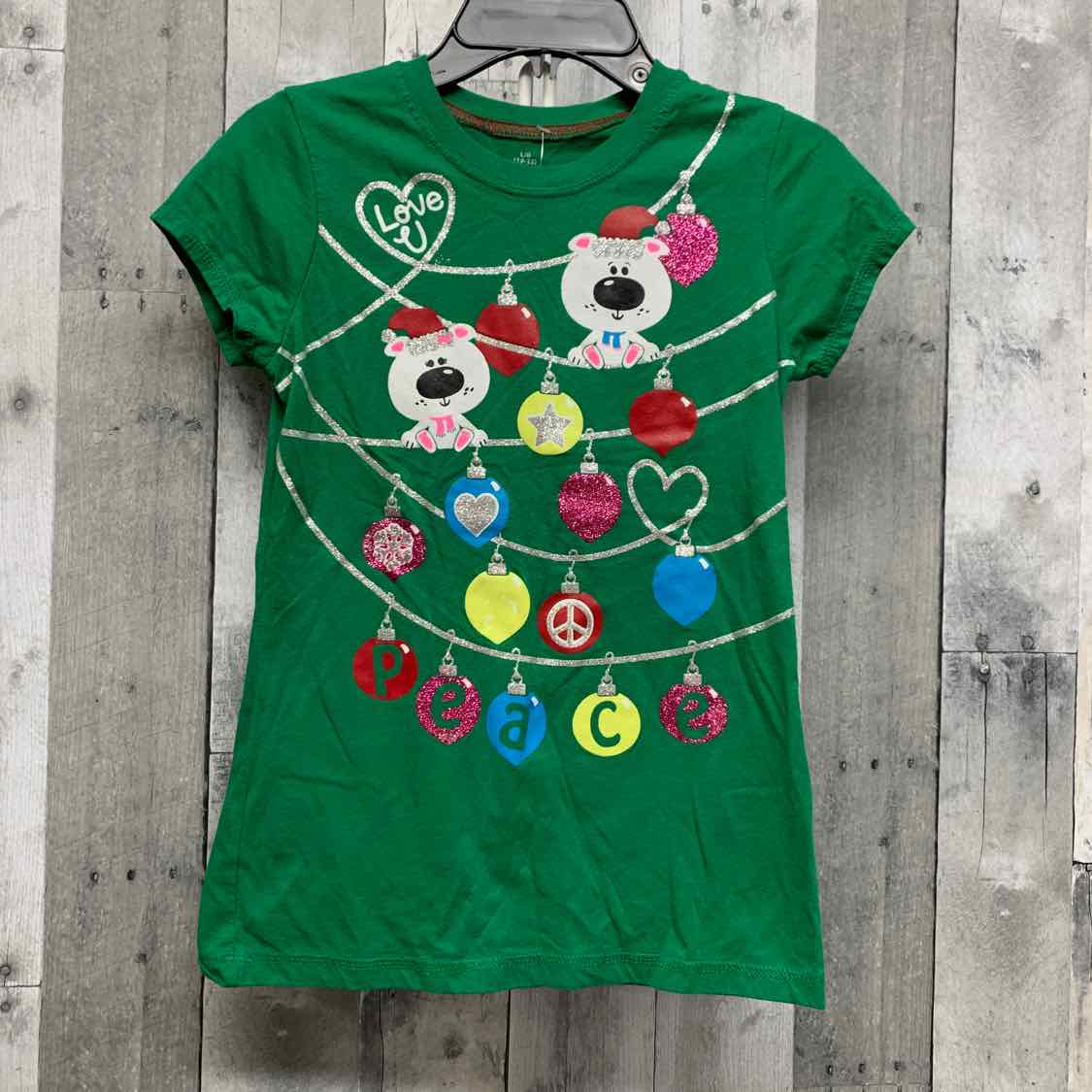 Size 10/12 Green Graphic Holiday Brands T Shirt