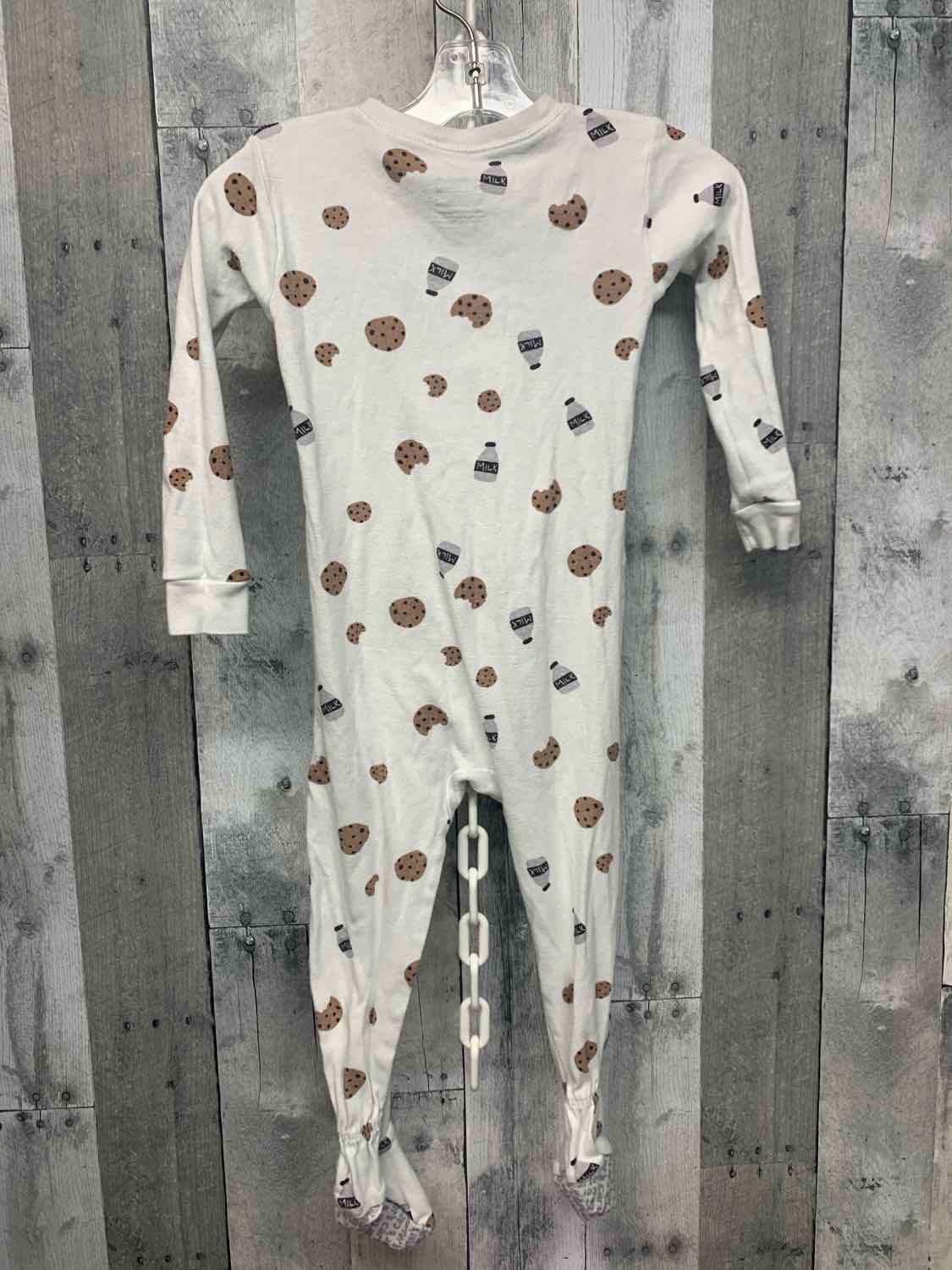 Size 3T White Print Carter's Footy PJs
