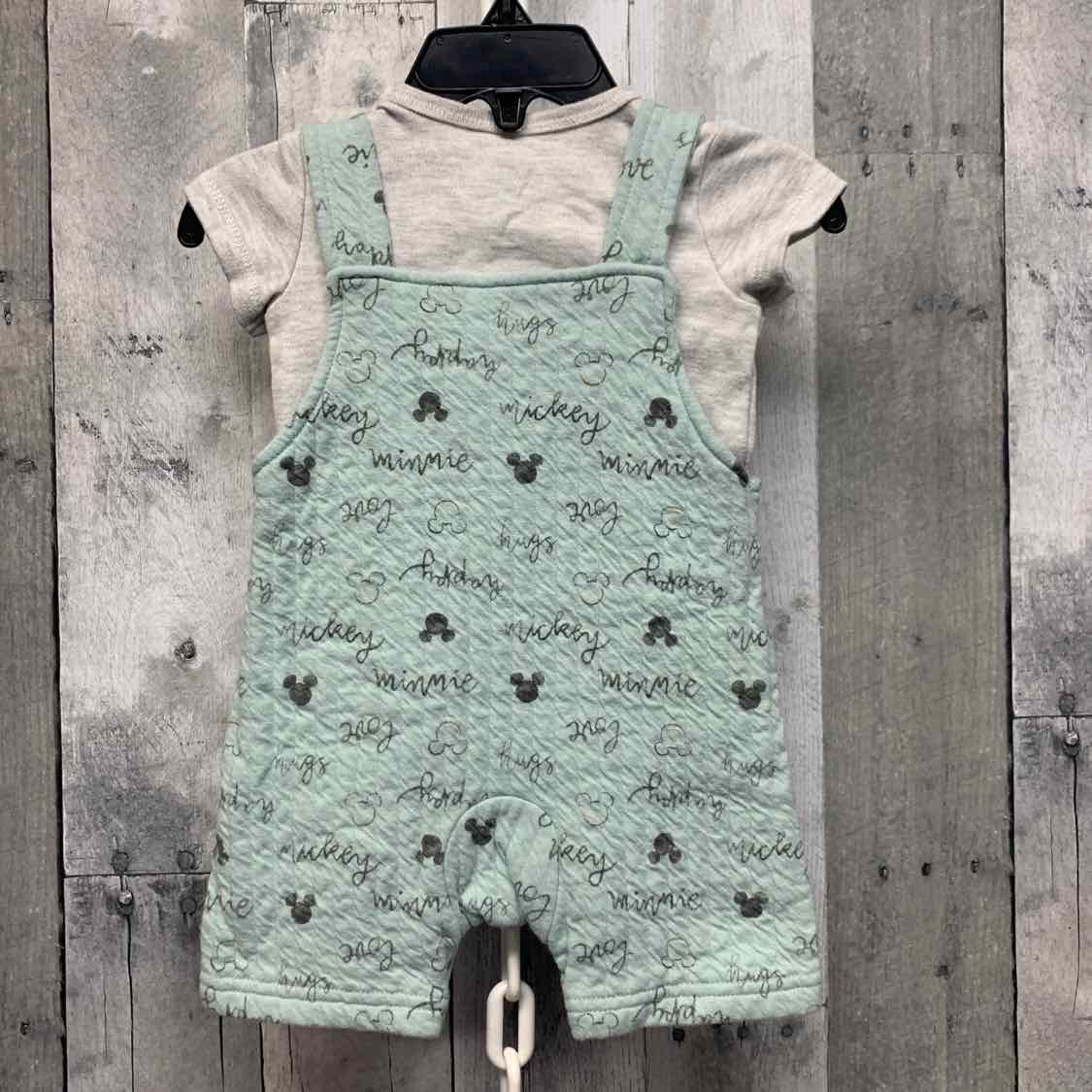 Size 0-3 Months Gray/Green Disney 2pc Top