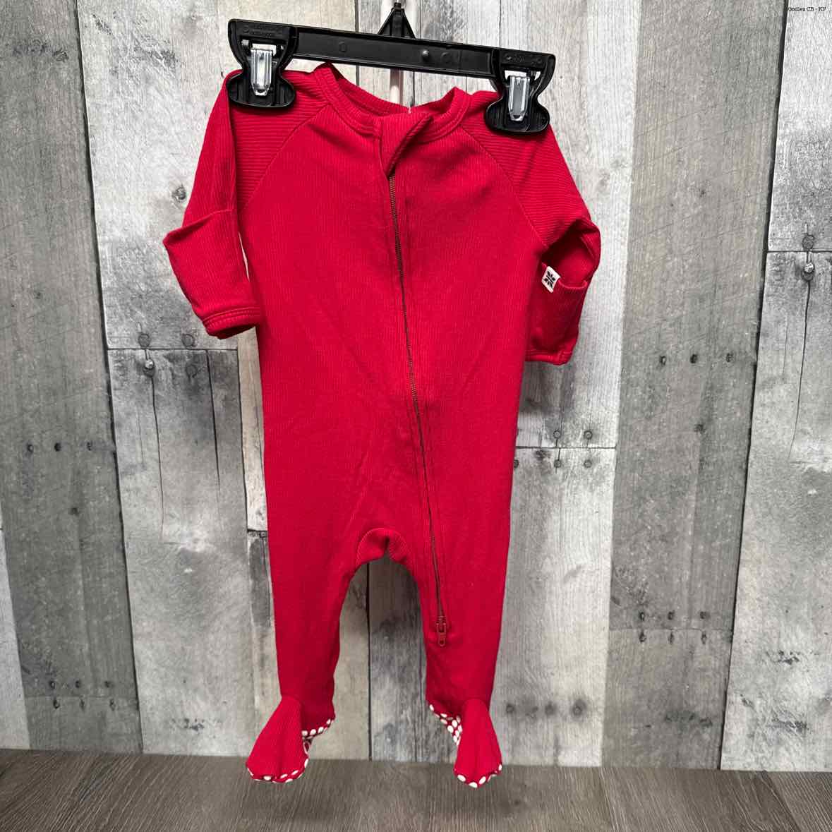 Size Newborn Red Bamboo Footy PJs