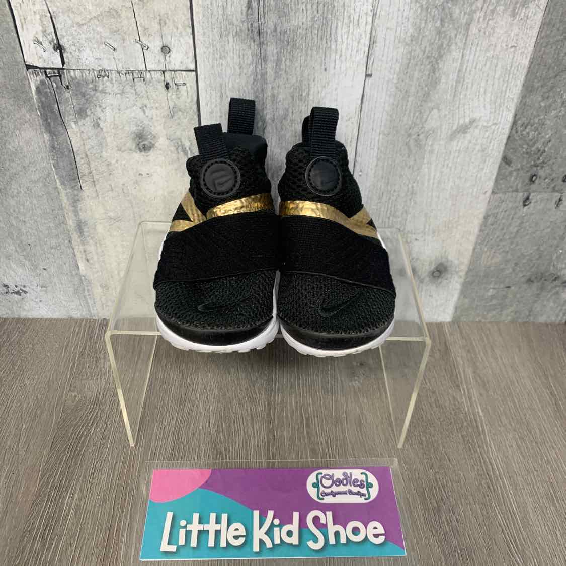 Size 6 Black/Gold Sport Brand Sneakers