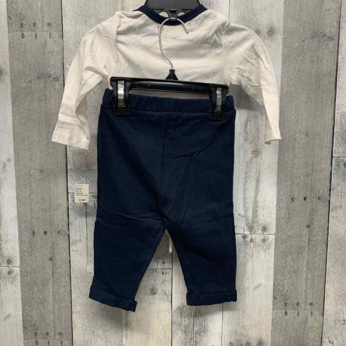 Size 3-6 Months White/Navy 7 for all Mankind Shirt/Pants